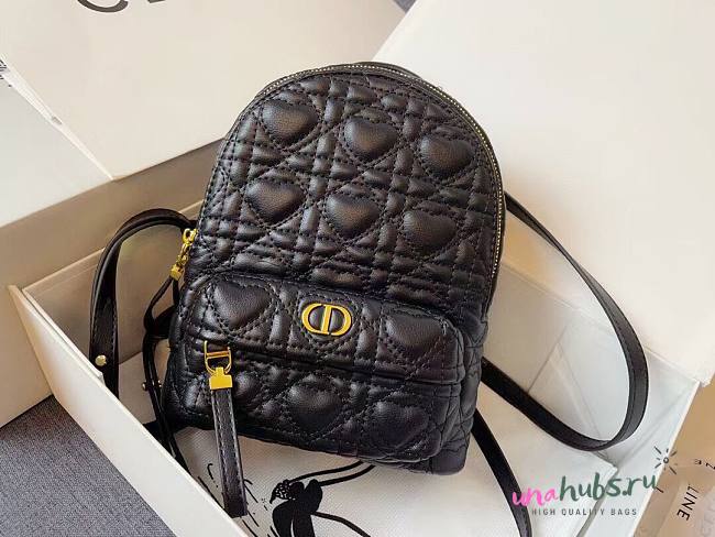 Dior Mini Dioramour Bright Black Lambskin Backpack - 1