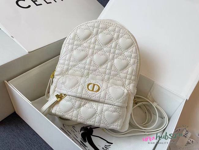 Dior Mini Dioramour White Lambskin Backpack - 1