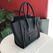 Luggage Bag Drummed Calfskin Silver Zip Black 27cm - 4