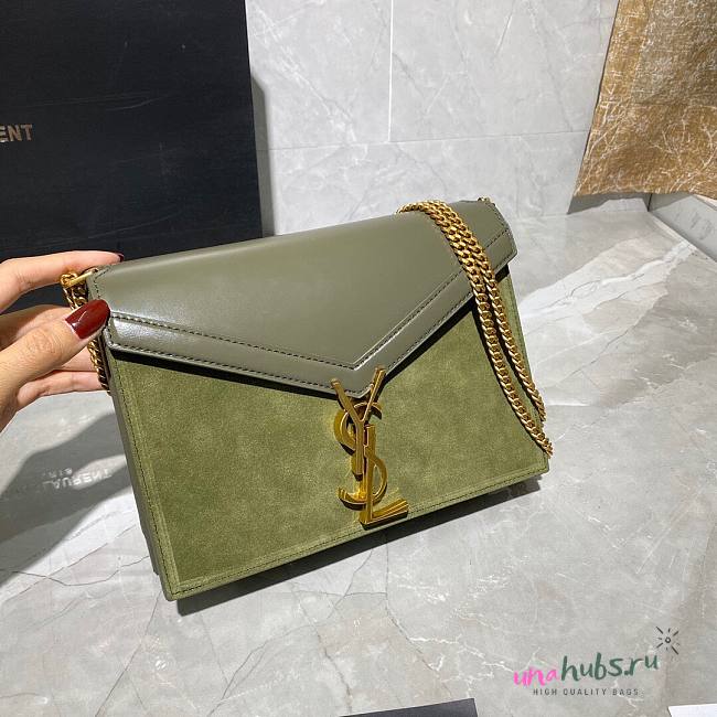 YSL Cassandra Monogram Bag in Box leather and Suede green - 1