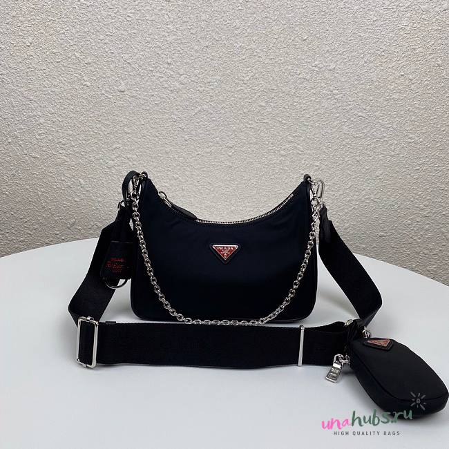 Prada Re-Edition 2005 Nylon Bag Black -Red 1BH204 - 1