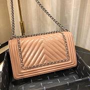 Chanel Medium Crinkled Calfskin Chevron Boy Flap Bag Beige - 5