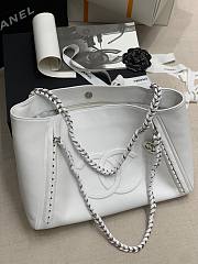 Chanel Soft Calfskin Shopping Bag Top Handle White - 5