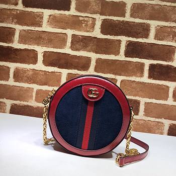 Ophidia mini GG round shoulder bag blue velvet