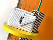 YSL MEDIUM COLLEGE BAG IN WHITE MATELASSÉ LEATHE SILVER HARDWARE - 1