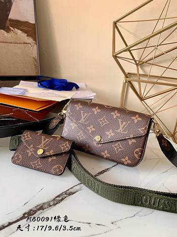 LV FELICIE STRAP & GO Green Strap M80091