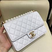 Chanel pearl Woc leather rhombic flap bag in white - 6