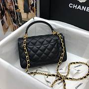 Chanel grained calfskin top handle flap bag black 20cm - 6