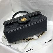 Chanel grained calfskin top handle flap bag black 20cm - 5