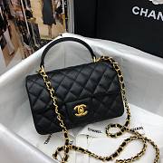 Chanel grained calfskin top handle flap bag black 20cm - 3