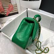 Chanel grained calfskin top handle flap bag green 20cm - 6