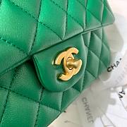 Chanel grained calfskin top handle flap bag green 20cm - 5