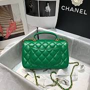 Chanel grained calfskin top handle flap bag green 20cm - 3