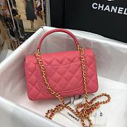 Chanel grained calfskin top handle flap bag pink 20cm - 3