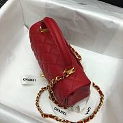 Chanel grained calfskin top handle flap bag red 20cm - 6