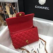 Chanel grained calfskin top handle flap bag red 20cm - 5