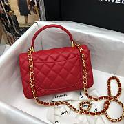 Chanel grained calfskin top handle flap bag red 20cm - 2