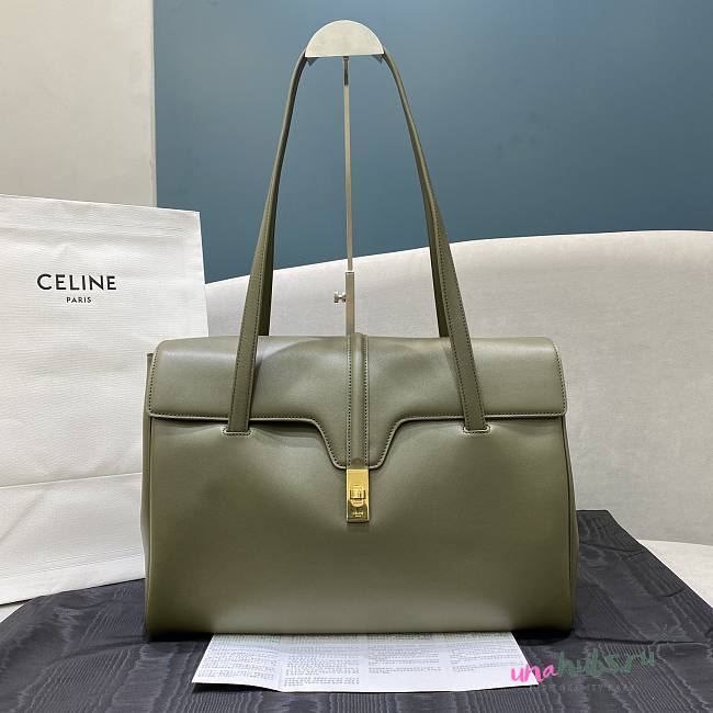 Celine Large Soft 16 bag in Green Smooth Calfskin  - 1