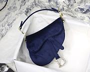 Dior Saddle Oblique Velvet Blue 19cm S9001 - 1