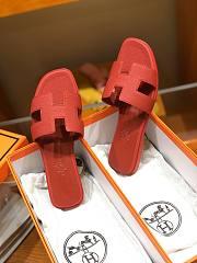 Hermes slipper red grain leather - 2