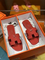 Hermes slipper red grain leather - 4