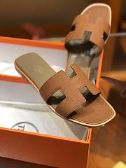 Hermes slipper brown grain leather - 2