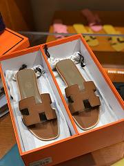 Hermes slipper brown grain leather - 3