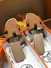 Hermes slipper brown grain leather - 6