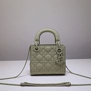 Dior Lady Mini Lambskin Bag Matte Green 17cm - 5