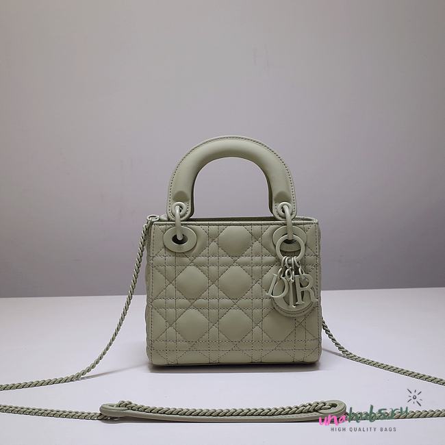 Dior Lady Mini Lambskin Bag Matte Green 17cm - 1