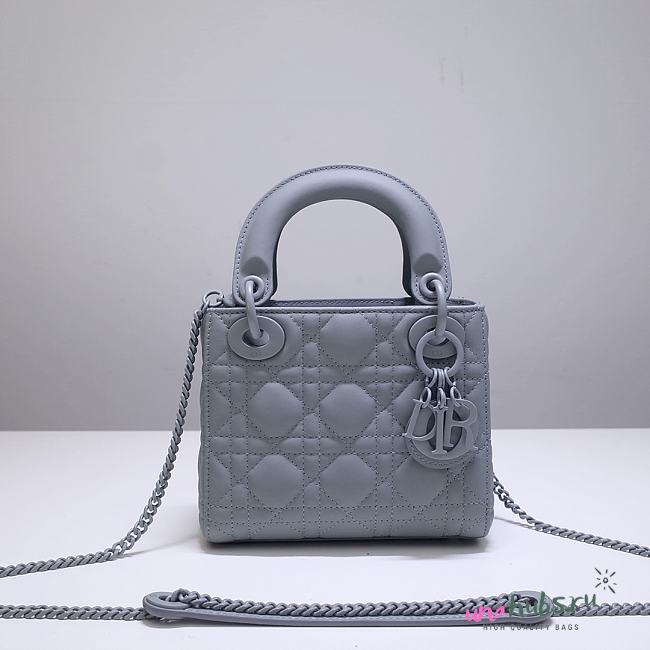 Dior Lady Mini Lambskin Bag Matte Blue 17cm - 1