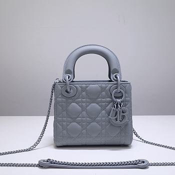 Dior Lady Mini Lambskin Bag Matte Blue 17cm