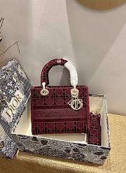 Dior Lady D-Lite Embroided Red 24cm - 3