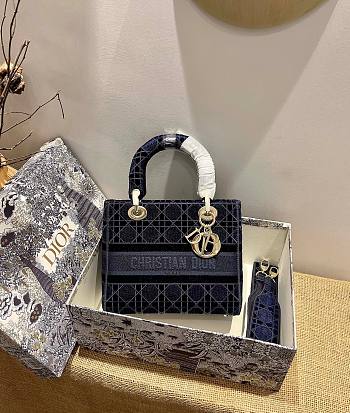 Dior Lady D-Lite Embroided Blue 24cm