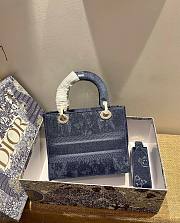 Dior Lady D-Lite Embroided Denim 24cm - 3