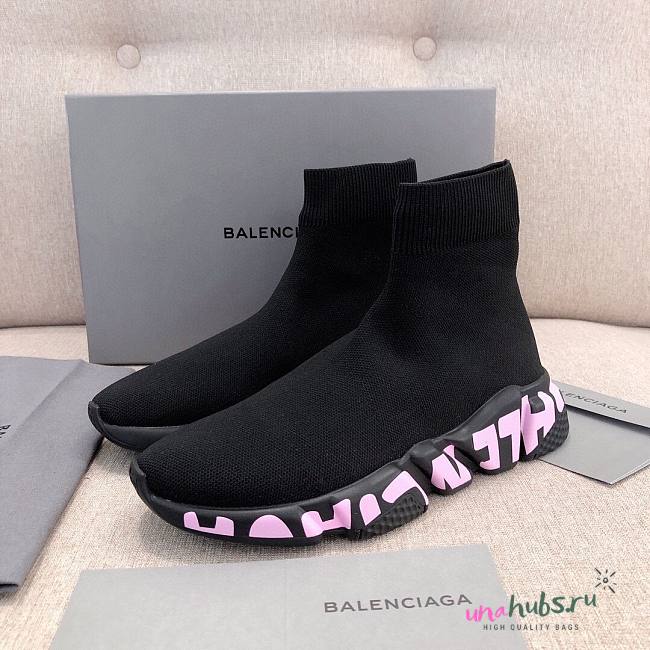 Balenciaga black/pink trainer sneaker - 1