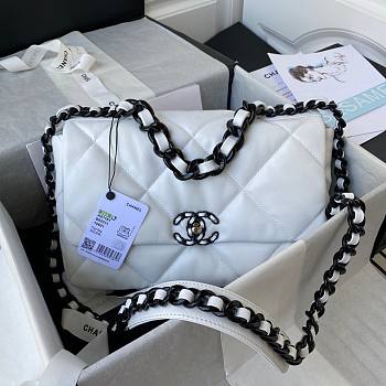 Chanel 19 Flap Bag White - Black Hardware