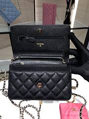 Chanel Grained Calfskin Wallet Charm WOC Black - 5