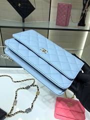 Chanel Grained Calfskin Wallet Charm WOC Blue - 2