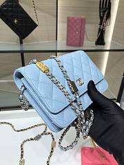 Chanel Grained Calfskin Wallet Charm WOC Blue - 3