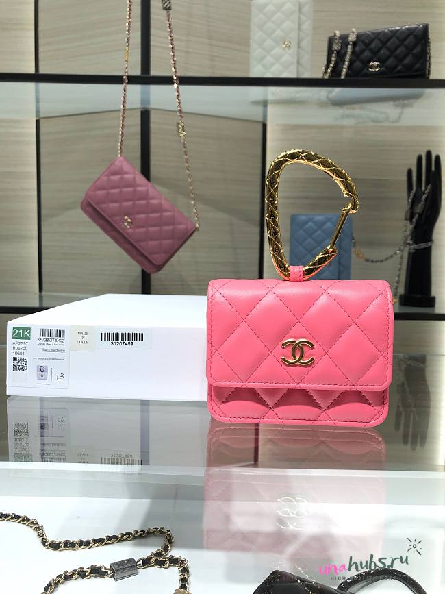 Chanel Lambskin Card Holder Pink AP2397 - 1