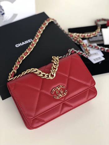 Chanel Quilted 19 Wallet on Chain WOC Red 2019