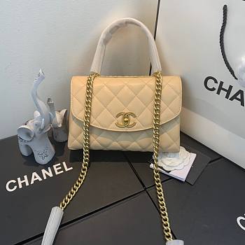 Chanel gold chain handle bag in beige AS1175