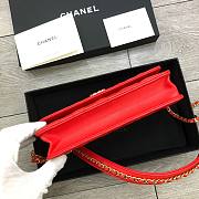 Chanel 19 Denim Wallet on Chain in Red AP0957 - 6