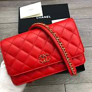 Chanel 19 Denim Wallet on Chain in Red AP0957 - 4