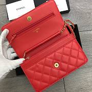 Chanel 19 Denim Wallet on Chain in Red AP0957 - 2