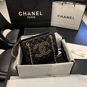 Chanel Calfskin Chain CC Accordion Shoulder Bag Black AS1751 - 2