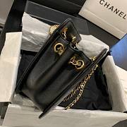 Chanel Calfskin Chain CC Accordion Shoulder Bag Black AS1751 - 4