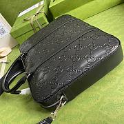 GG embossed briefcase in black leather - 5