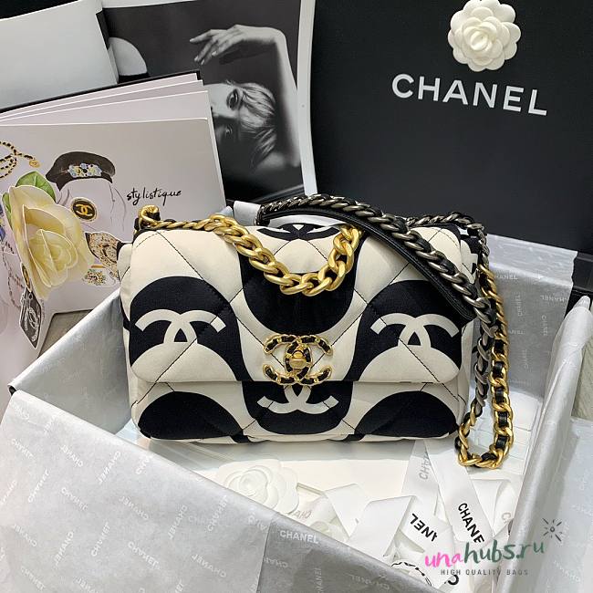 Chanel 19 CC Printed Fabric Large Flap Bag AS1161 - 1